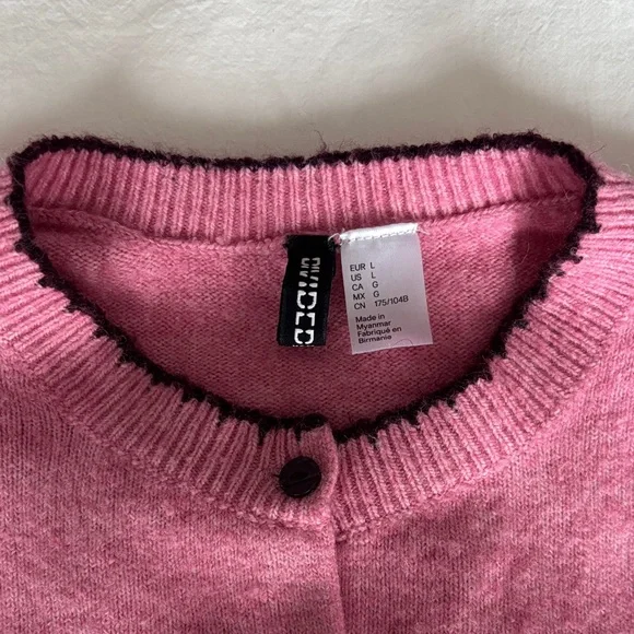 Divided Pink Cardigan with Black Trim - Picture 2 of 3